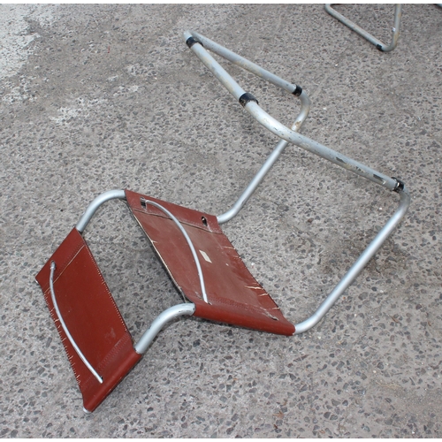 153 - A set of 6 retro Bauhaus Marcel Breuer chrome & brown leather cantilever chairs by Habitat, some mar... 