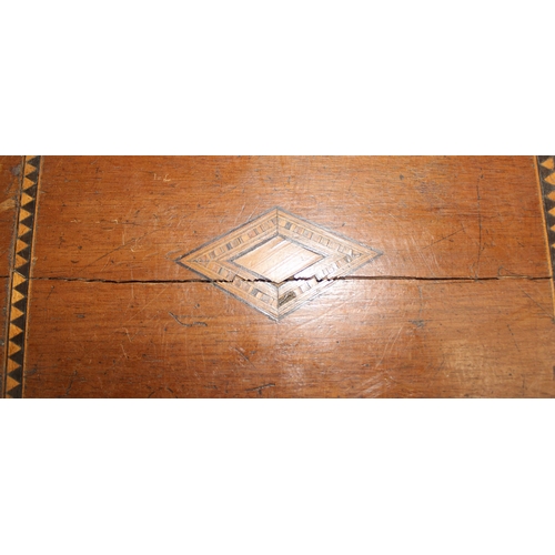 288 - An antique wooden writing slope with geometric inlay, approx 30 x 22 x 12cm