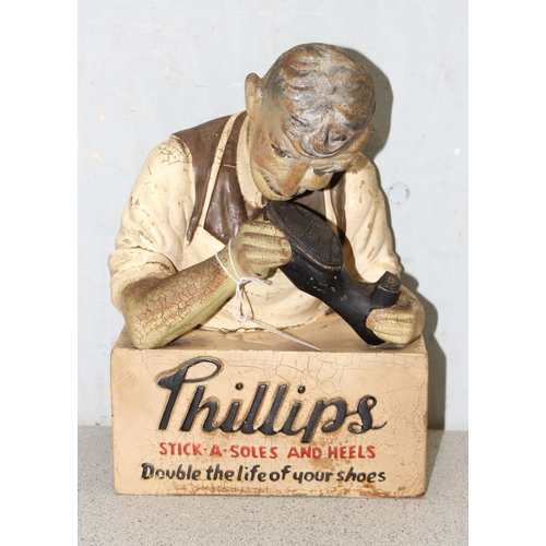 499E - A rare Phillips Stick-A-Soles and Heels ruberoid advertising figure, approx 30cm tall