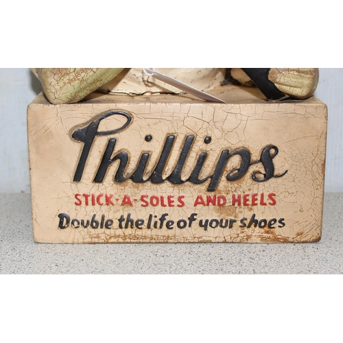 499E - A rare Phillips Stick-A-Soles and Heels ruberoid advertising figure, approx 30cm tall