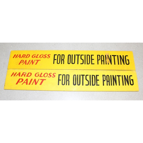 499F - 2 vintage double sided painted wooden advertising signs, 