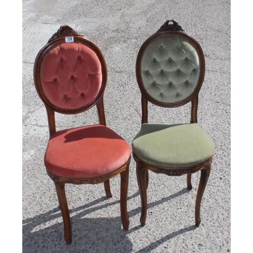 128 - 2 antique style button back bedroom chairs