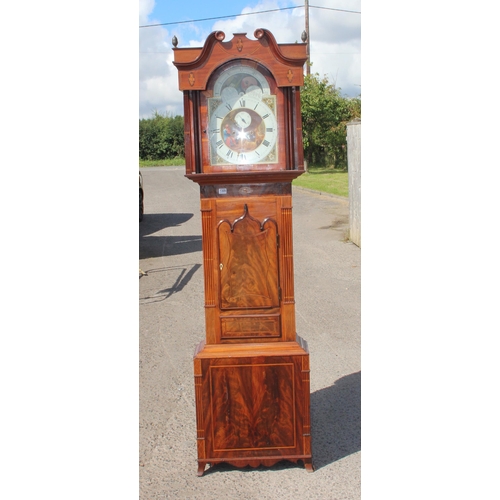 1309 - Joshua Blackhurst of Waverham, a large mahogany cased longcase clock with painted moon phase dial an... 