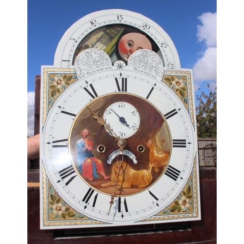 1309 - Joshua Blackhurst of Waverham, a large mahogany cased longcase clock with painted moon phase dial an... 