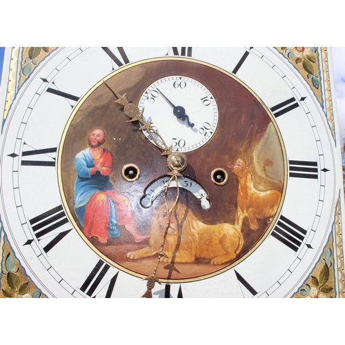 1309 - Joshua Blackhurst of Waverham, a large mahogany cased longcase clock with painted moon phase dial an... 