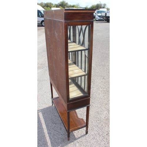 131 - An Edwardian Sheraton revival display cabinet with glazed doors, approx 91cm wide x 33cm deep x 168c... 