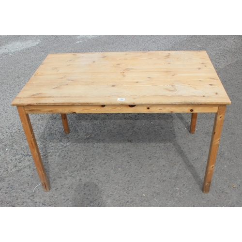 139 - Pine dining table, approx 120cm x 75cm x 75cm tall