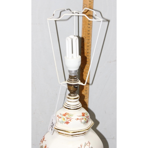 247 - An Oriental polychrome decorated pottery table lamp with shade, approx 76cm tall