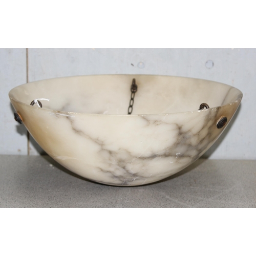 254 - Early-mid 20th century alabaster ceiling light shade, approx 36cm diameter