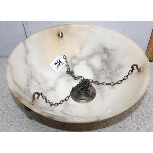 254 - Early-mid 20th century alabaster ceiling light shade, approx 36cm diameter