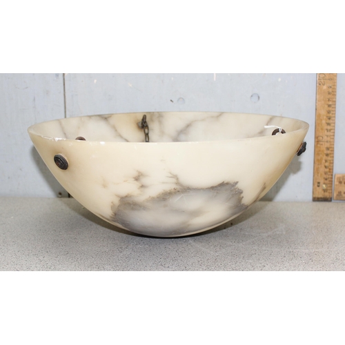 254 - Early-mid 20th century alabaster ceiling light shade, approx 36cm diameter