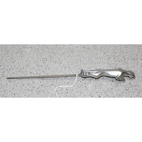 702 - Vintage letter opener with the handle formed as a Jaguar car mascot