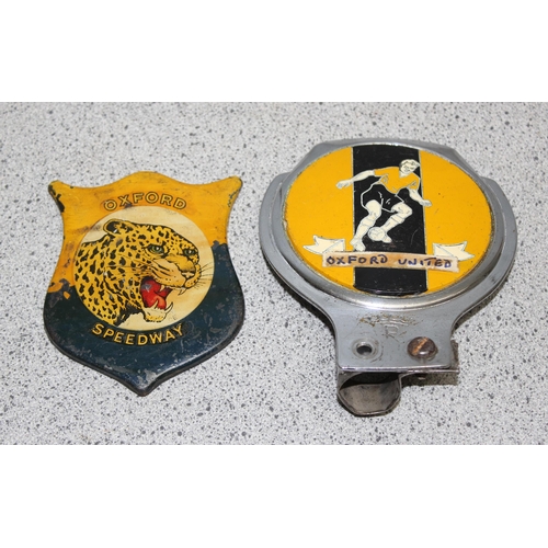 703 - A vintage Oxford United car badge and an Oxford Cheetahs Speedway car badge (2)