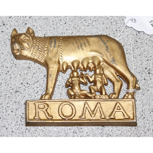 707 - A rare gilt metal Roma (Rome) car badge made by Drago of Paris