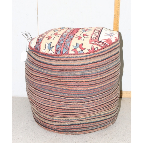 210 - A large vintage kilim pouffe or round cushion, approx 50cm in diameter