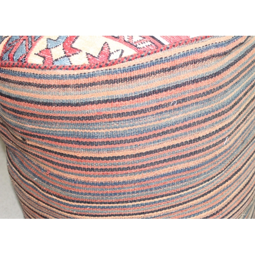 210 - A large vintage kilim pouffe or round cushion, approx 50cm in diameter