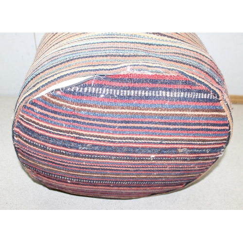 210 - A large vintage kilim pouffe or round cushion, approx 50cm in diameter