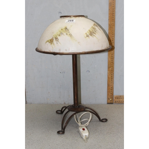 268 - A vintage metal lamp with dome shade, approx 46cm tall