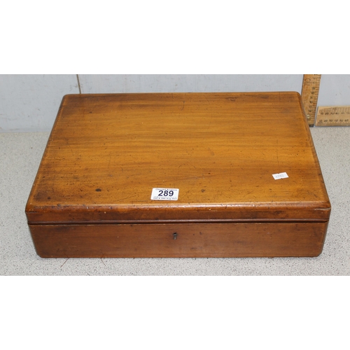 289 - Vintage wooden collectors box, approx 43cm wide