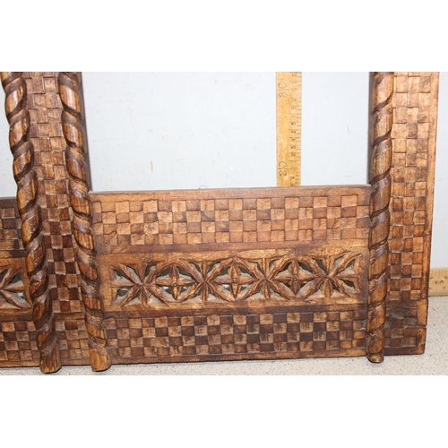 291 - An Indian carved hard wood screen, approx 90cm x 82cm