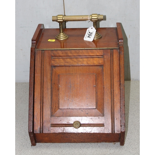 294 - A Victorian brass mounted mahogany coal box