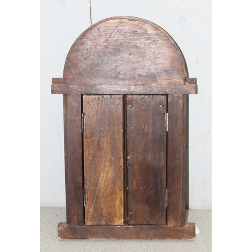 295 - A miniature Omani wooden door display with tiles, approx 50cm x 31cm