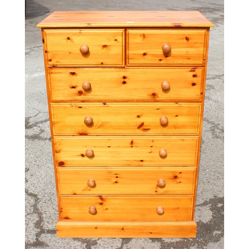 156 - A modern pine 2 over 5 chest of drawers, approx 90cm wide x 43cm deep x 138cm tall