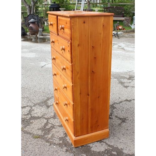 156 - A modern pine 2 over 5 chest of drawers, approx 90cm wide x 43cm deep x 138cm tall