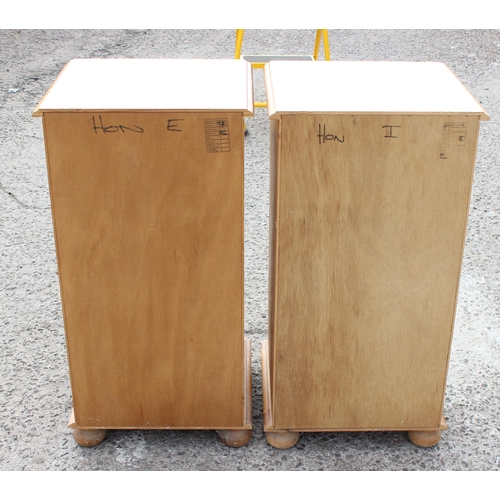 160 - A pair of modern pine 5 drawer bedside cabinets, each approx 35cm wide x 41cm deep x 85cm tall