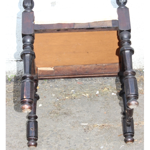 180 - Gothic style Victorian hall chair with upholstery