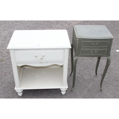 67 - 2 painted bedside tables, the largest approx 58cm wide