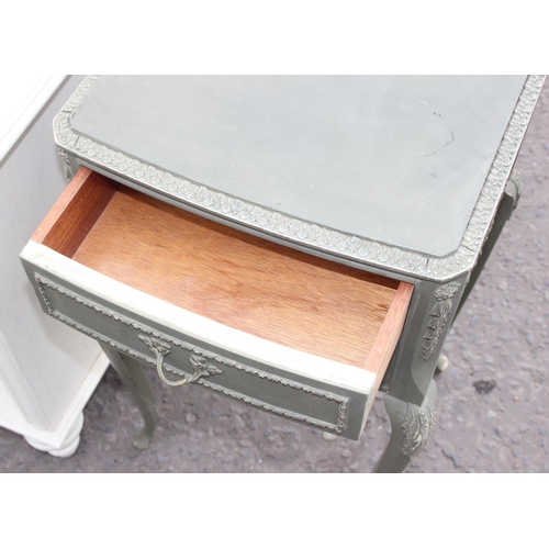 67 - 2 painted bedside tables, the largest approx 58cm wide