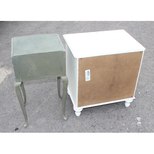 67 - 2 painted bedside tables, the largest approx 58cm wide