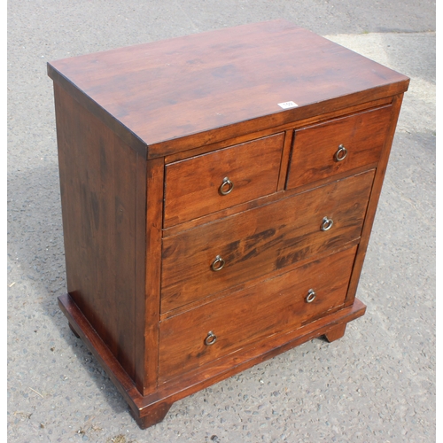 110 - Modern 2 over 2 darkwood chest of drawers, approx 73cm wide x 48cm deep x 86cm tall