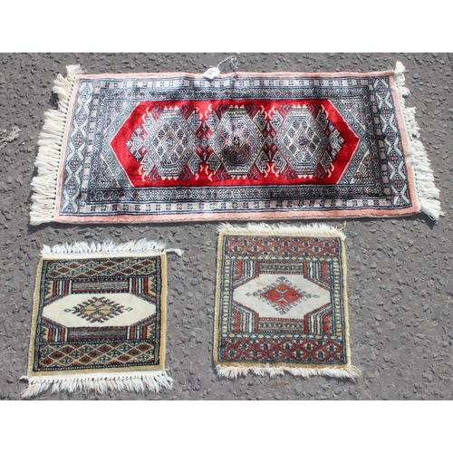 210A - 3 small vintage rugs, the largest approx 103cm x 48cm