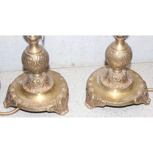 241A - A pair of brass table lamps