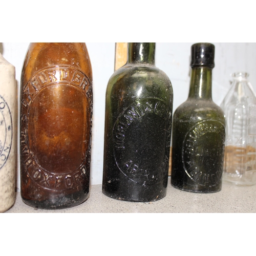 1817 - Qty of antique and later glass bottles, mainly with advertising