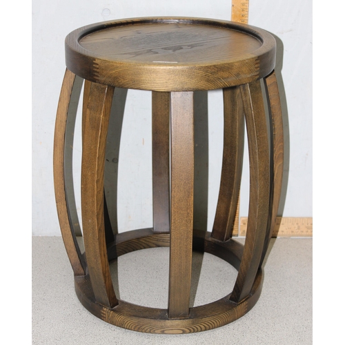 184 - An Oriental style oak stool or garden seat, approx 46cm tall