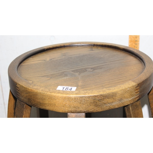 184 - An Oriental style oak stool or garden seat, approx 46cm tall