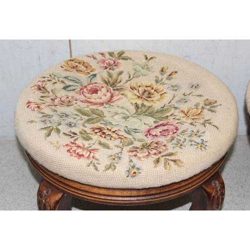 185 - A pair of small vintage tapestry topped foot stools