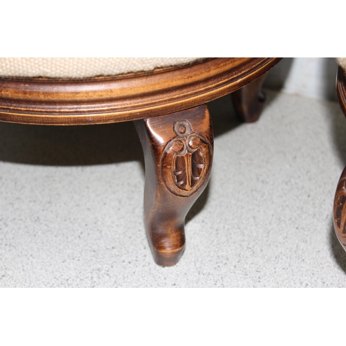 185 - A pair of small vintage tapestry topped foot stools