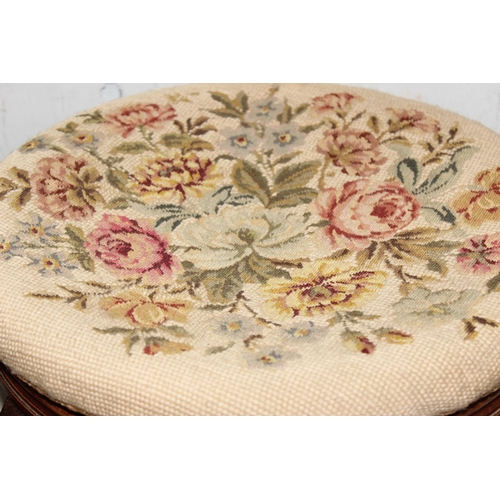 185 - A pair of small vintage tapestry topped foot stools