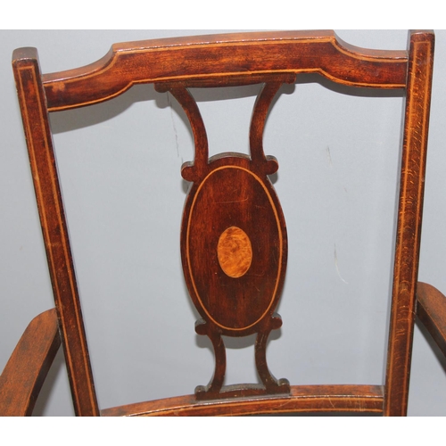 187 - An Edwardian bedroom chair with tapestry seat and a Victorian mahogany dressing table mirror (2)