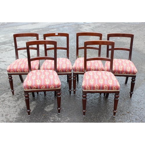 188 - A set of 6 antique mahogany dining chairs with stuffed Boteh upholstered seats