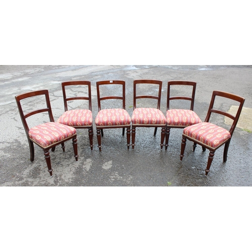 188 - A set of 6 antique mahogany dining chairs with stuffed Boteh upholstered seats