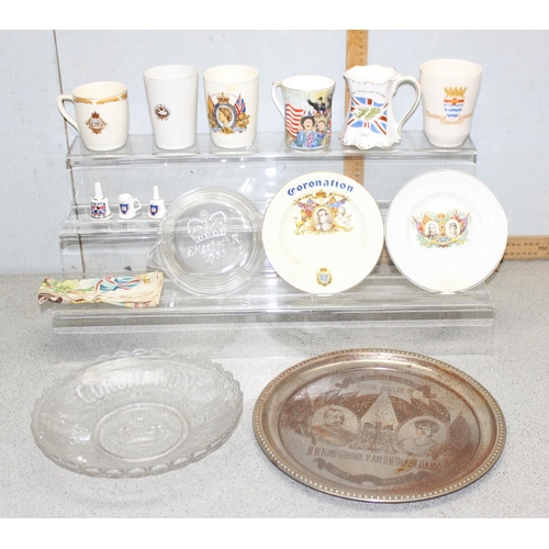 1827 - Assorted Royal commemorative ware to incl an Edward VIII handkerchief