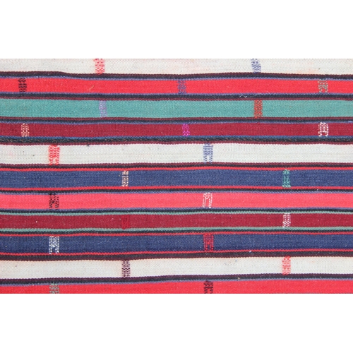 214 - A long Jijim or Kilim multicoloured striped flat weave runner rug, 2 sewn together, approx 370cm x 7... 