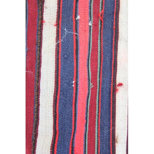 214 - A long Jijim or Kilim multicoloured striped flat weave runner rug, 2 sewn together, approx 370cm x 7... 