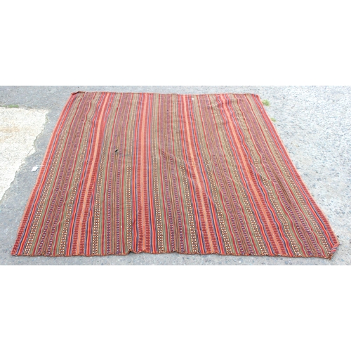 215 - A Jijim or Kilim multicoloured striped flat weave rug, approx 200cm x 180cm