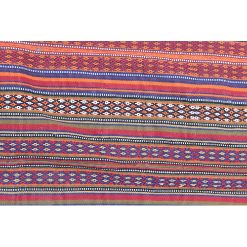 215 - A Jijim or Kilim multicoloured striped flat weave rug, approx 200cm x 180cm